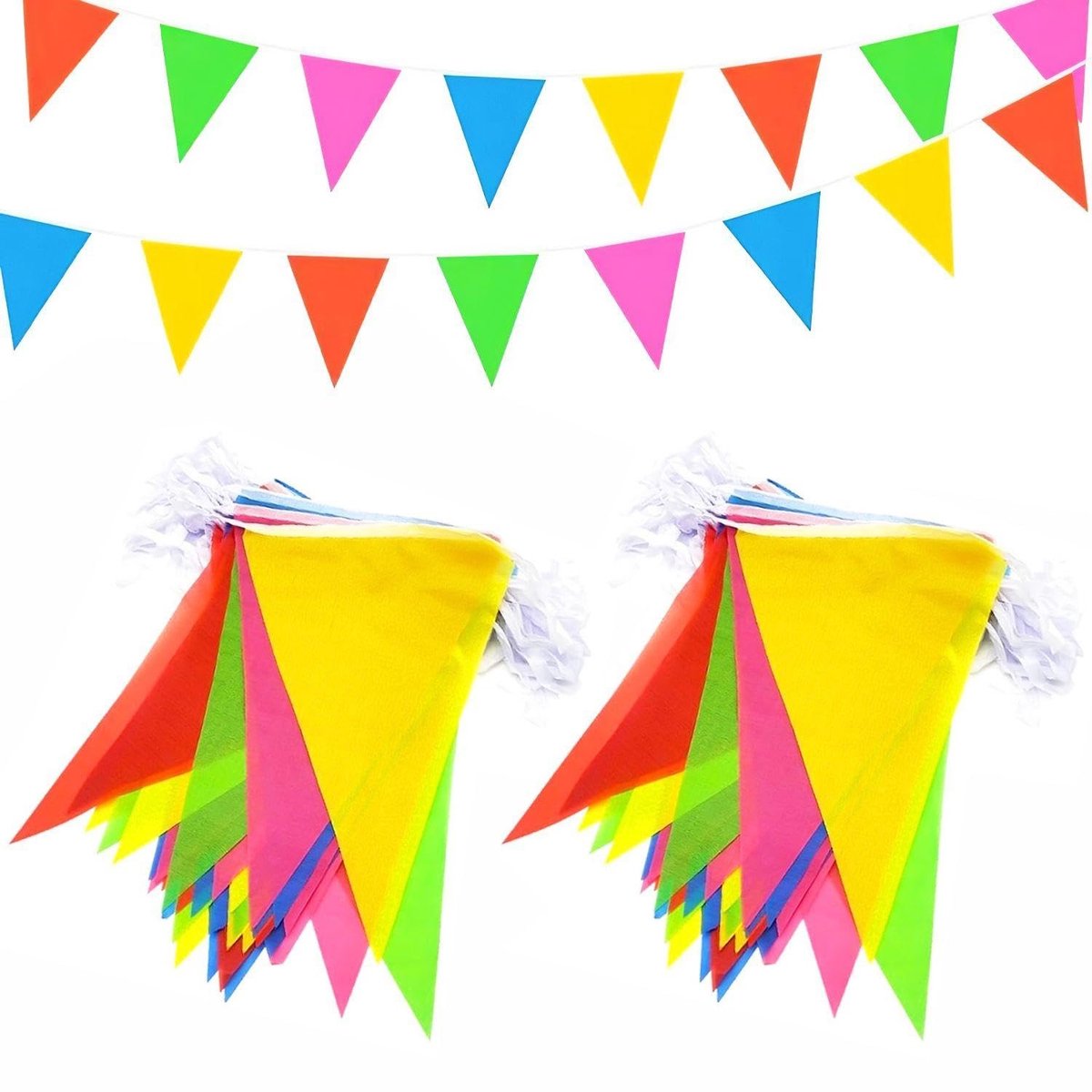 Dailygoods - Dailygoody - Driehoekige Vlaggen - Vlaggendecoraties - Duurzaam Polyester - Feestdecoraties - Buiten en Binnen - Set van 2