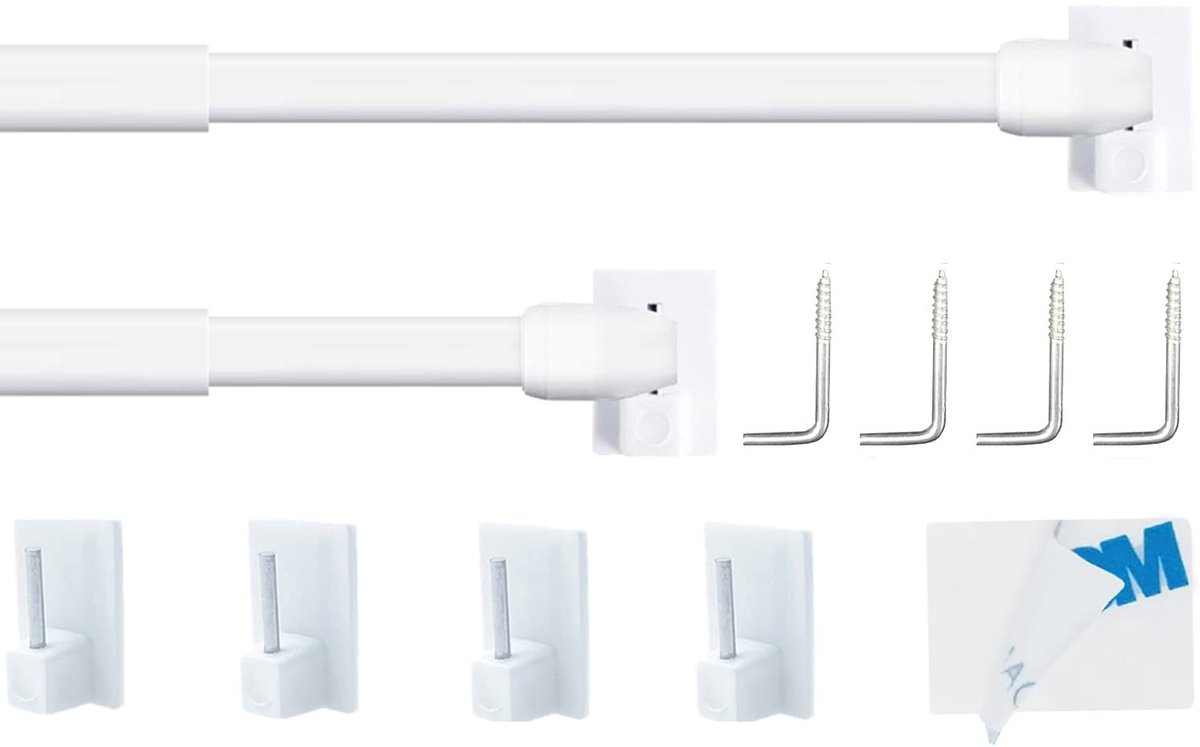 Dailygoods - Cosensi - Dailygoody - Glazing Poles - Verstelbare Gordijnroeden - Geen boren - Wit - PVC Gordijnstangen - Zelfklevend - Geschikt voor ramen
