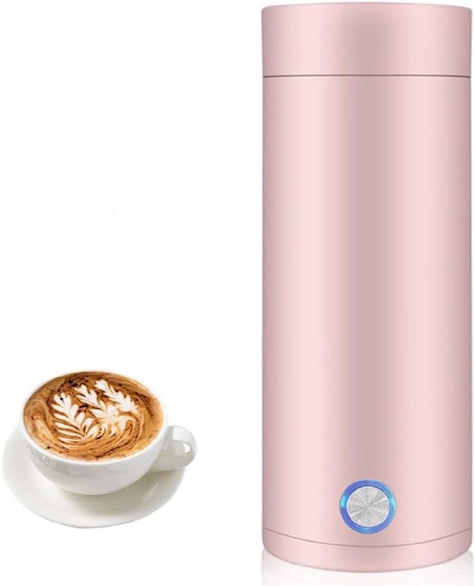 Elektrische waterkoker, kleine draagbare elektrische waterkoker, kookt water snel in 5 minuten, reiswaterkoker, elektrische waterkoker met automatische uitschakelfunctie, kan gebruikt worden voor het zetten van melk, koffie en thee, roze.