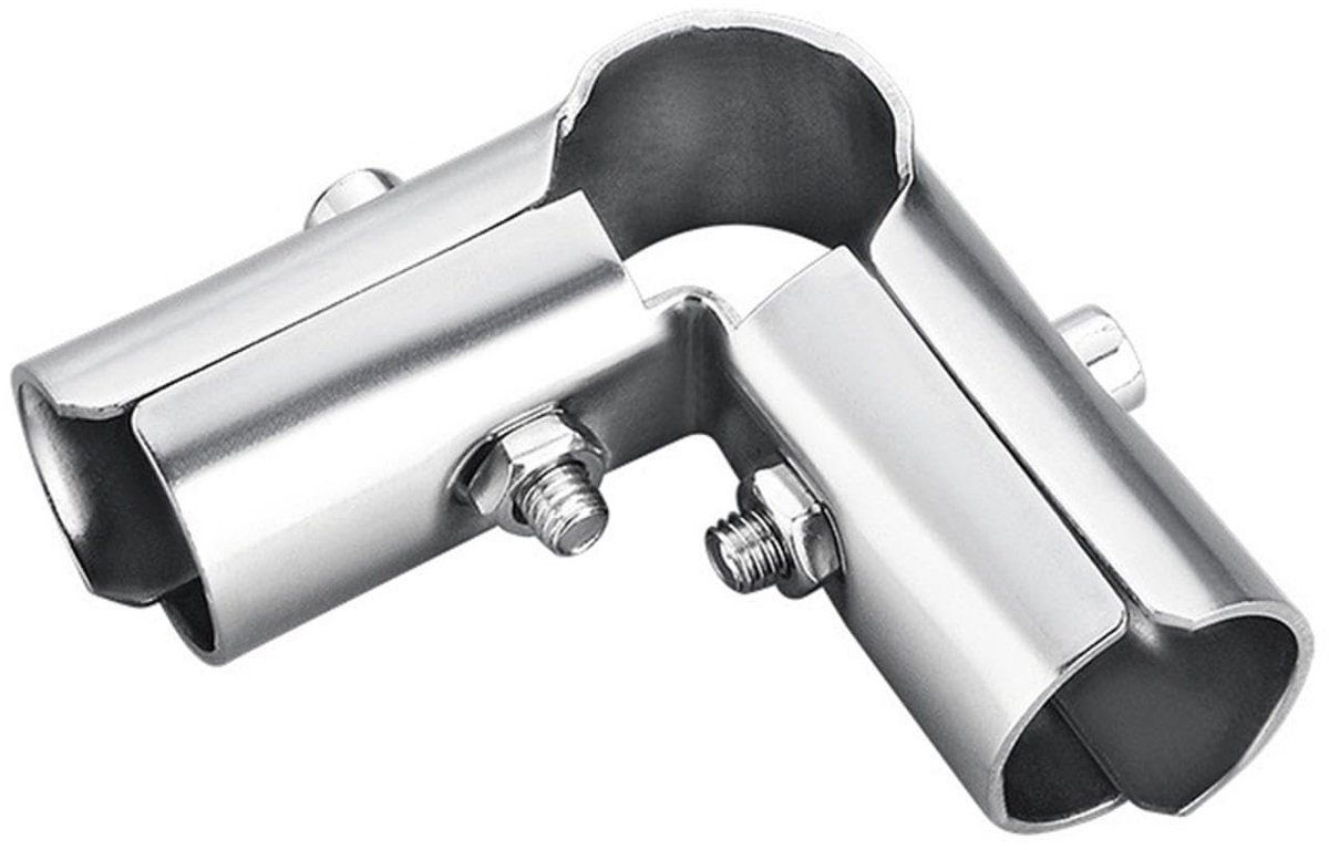 Dailygoods - Dailygoody - Stainless Steel Pipe Connector 4-Way - Robuuste Metalen Hoekfitting voor 25mm Buizen