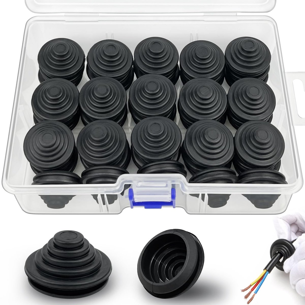 Dailygoods - Dailygoody - Kabeldoorvoer - Duurzame rubberen afdichting - 50 stuks - Gatdiameter 25 mm - Geschikt voor machines en elektrische apparaten
