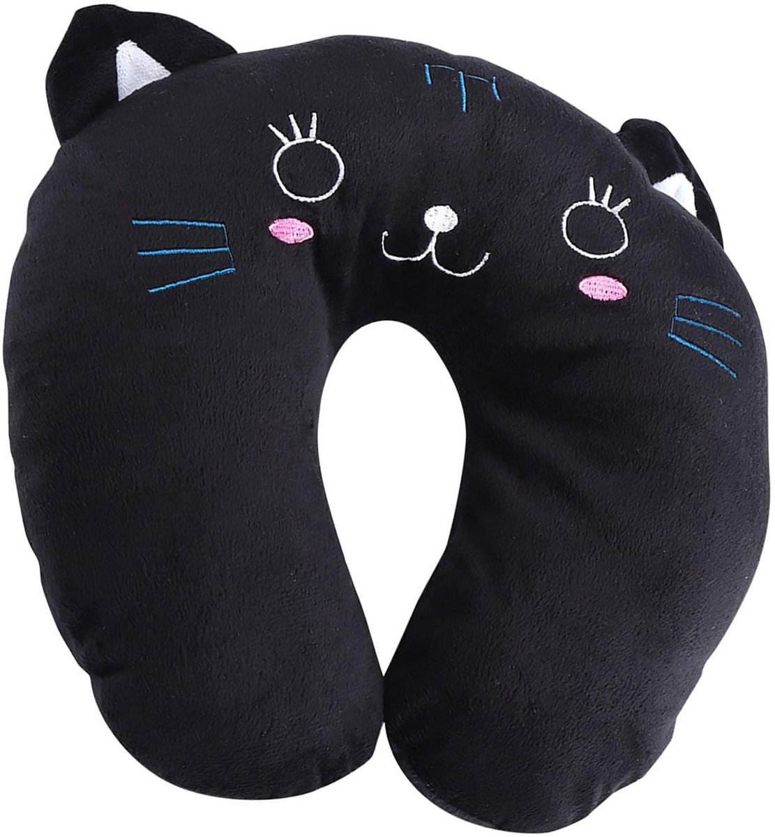 Dailygoods - Dailygoody - Nekkussen - Reisrustkussen - Vermindert cervicale druk - Zwarte kat - Zacht en comfortabel - Geschikt voor volwassenen - Hoofdsteun voor ...