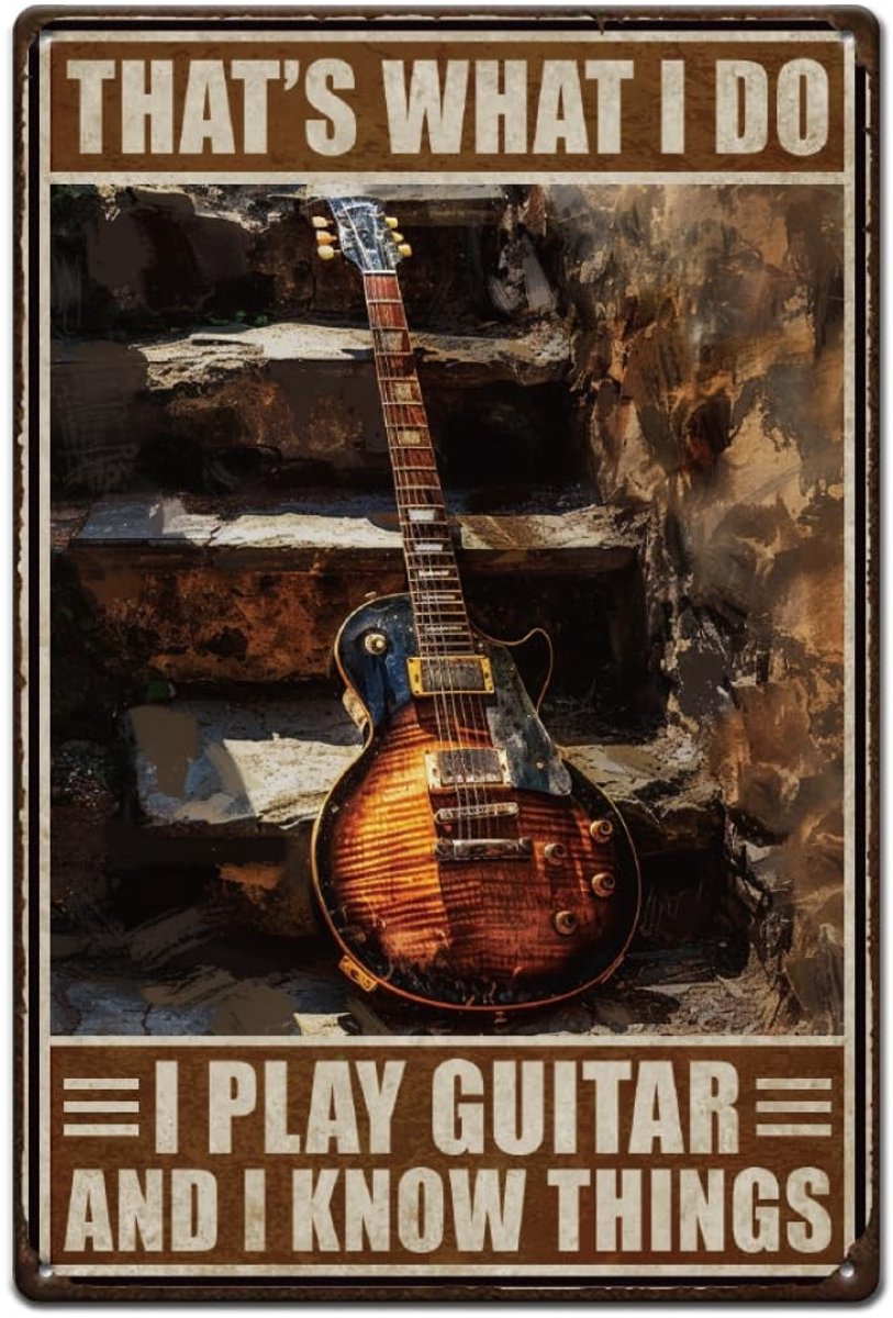 Dailygoods - Dailygoody - Gitaar - Retro Tinnen Borden - Vintage Decoratie - 20x30 cm - Muziekgeschenken - Wanddecoratie voor Thuis en Bar