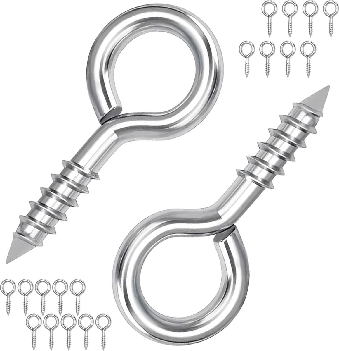 Dailygoods - Cosensi - Dailygoody - 20pcs Schroefooghaken - Metalen Ooghaken - Hoogwaardige Carbon Staal - 15mm - Ideaal voor Hout en Klussen - Zelftappende Haken - Voor Bin..