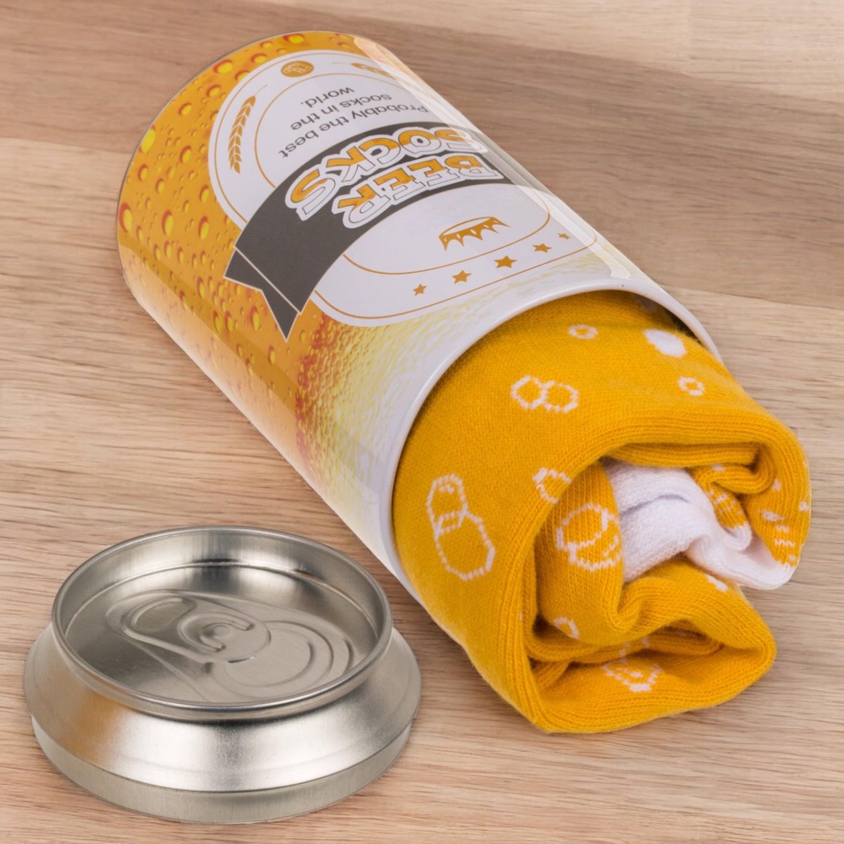Dailygoods - Dailygoody - Biersokken - Grappige sokken voor mannen - Zacht en ademend - Geel/wit - Cadeau-idee voor bierliefhebbers - Maat EU 41-45