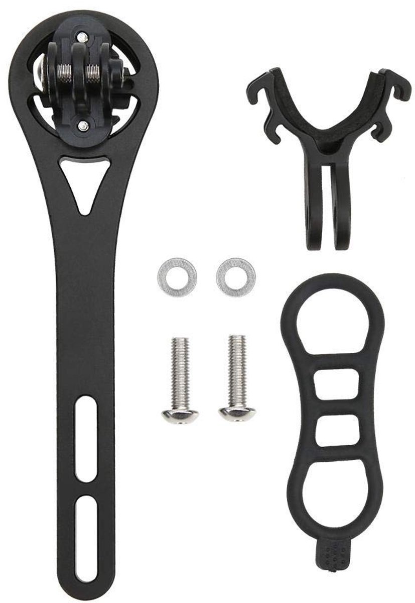 Dailygoods - Dailygoody - Fietscomputer Houder - Metalen GPS Mount - Stevige constructie - Zwart - Geschikt voor Bryton Garmin Wahoo - Inclusief lampclip