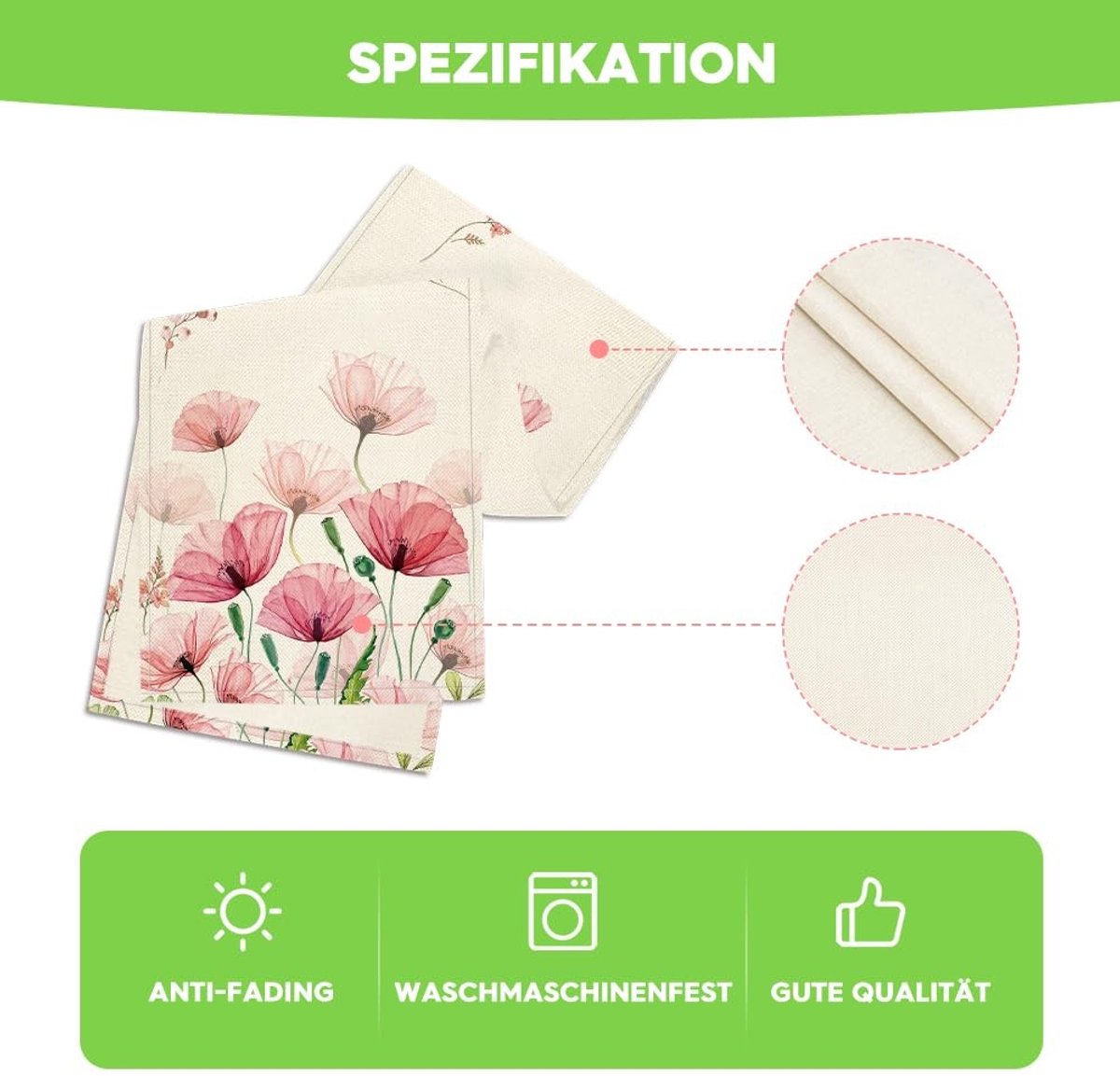 Dailygoods - Dailygoody - Tafelloper - Lente Tafel Decoratie - 40 x 180 cm - Beige - Bloemen Patroon - Voor Binnen en Buiten - Perfect voor Feesten