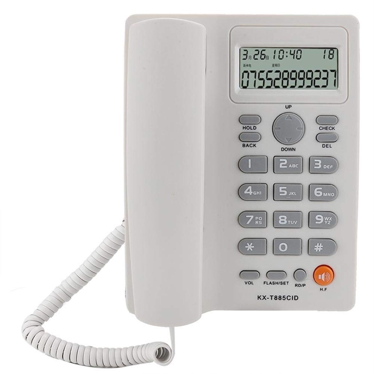 Dailygoods - Dailygoody - KX-T885 Telefoon - Handsfree Vastetoestel - Wit - Met Bel-ID - Geschikt voor Thuis en Kantoor - Digitale Beantwoording