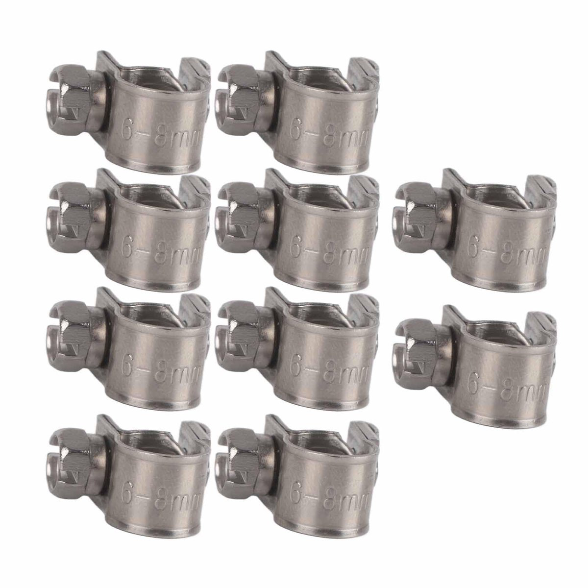 Dailygoods - Dailygoody - RVS Slangklem Set - 10-delig - Voor Brandstofleidingen - Sterke Bevestiging - Roestvrij Staal - Geschikt voor Diverse Slangen - 6-8mm