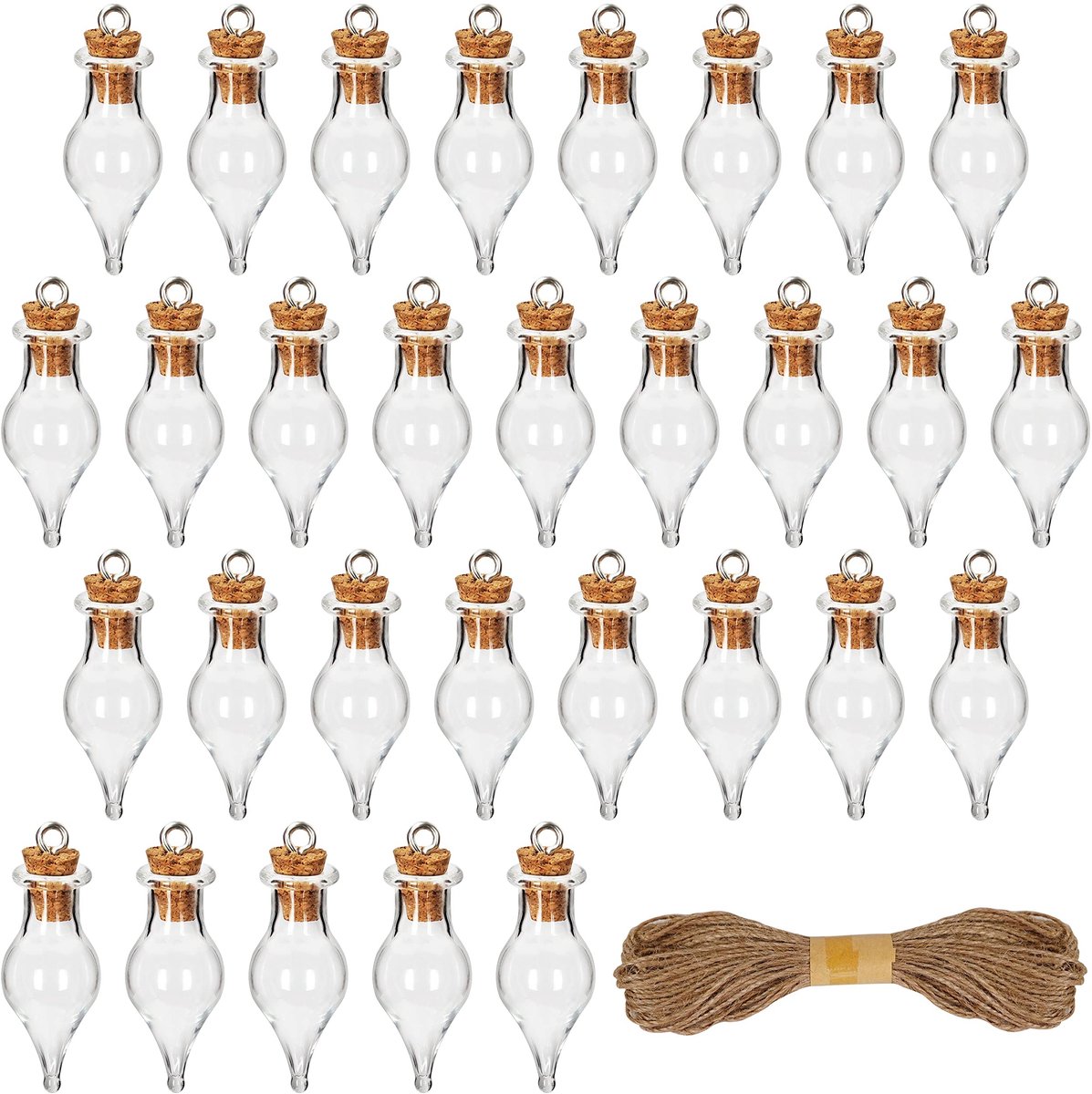 Dailygoody - Glazen Potion Flesjes - Miniatuur Potjes voor DIY - 30 Stuks - 1,5 ml - Decoratieve Flesjes voor Huwelijk en Feesten - Met Kurken Dop en ...