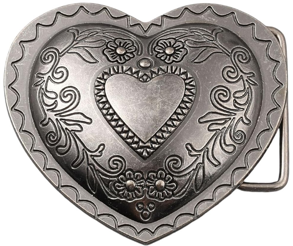 Dailygoody - Retro Hartvormige Riem Gesp - Western Riem Accessoire - Vintage Cowboy Stijl - Bohemian Riem Sluiting - Geschikt voor Cowgirl - Metaalleg...