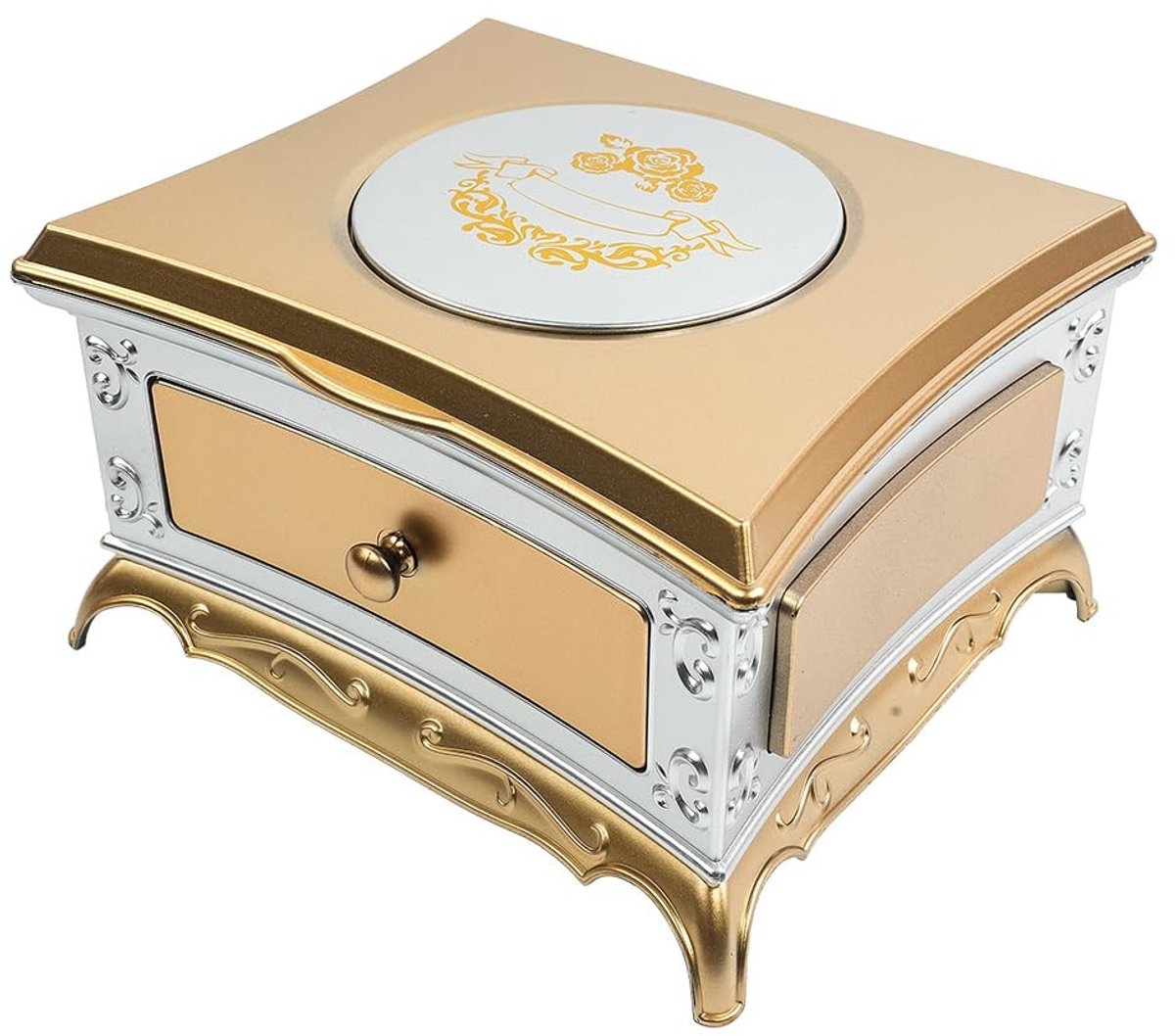 Dailygoody - Muziekdoos - Sieradenopslag - Goudkleurig - Met Spiegel - Decoratieve Opbergdoos - Voor Kinderen - Stijlvol