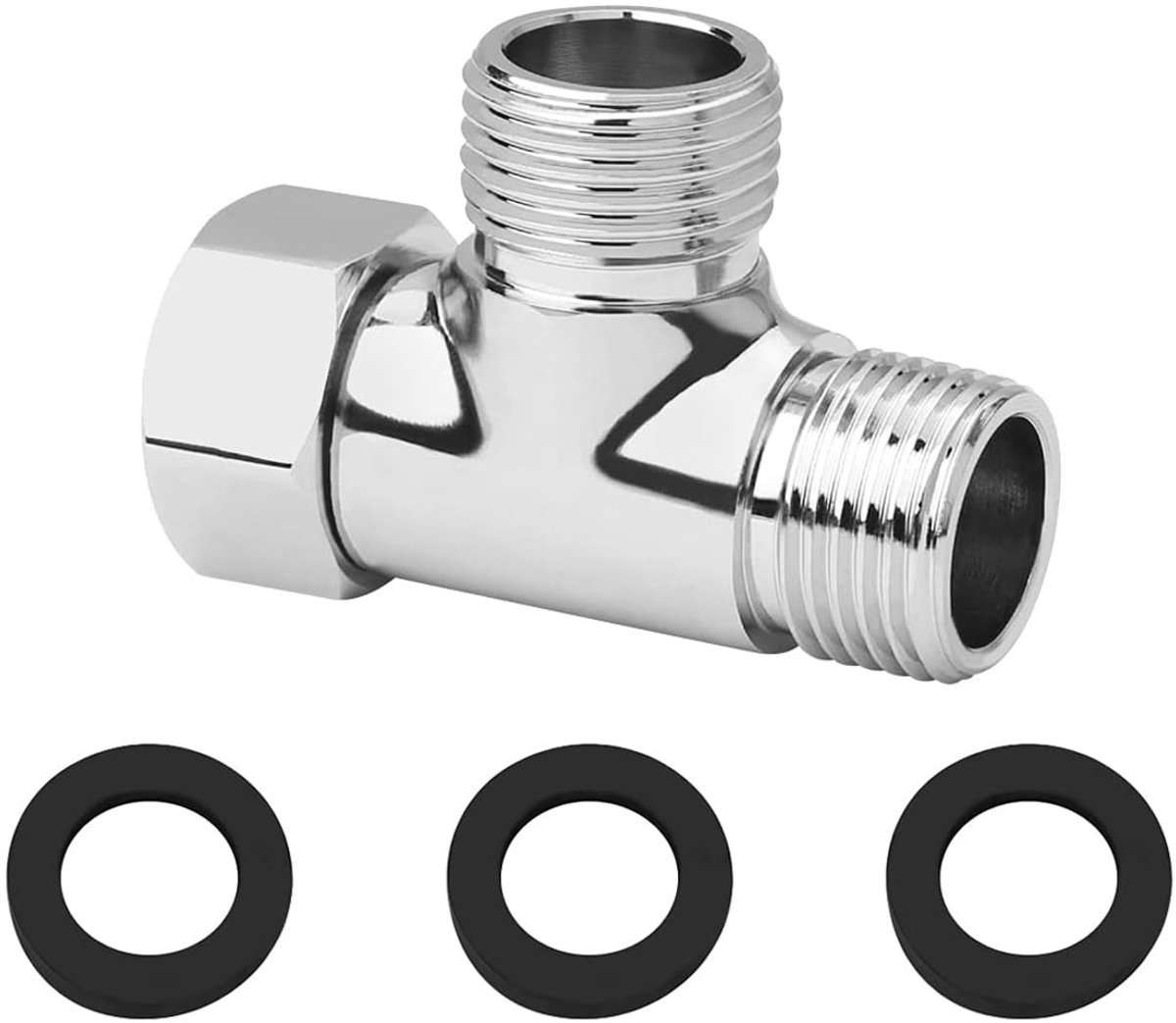Dailygoody - Omleidingsklep - T-Type Adapter - Ideaal voor Bidet - Roestvrijstaal - Doucheverdeler - Geschikt voor Huishoudens