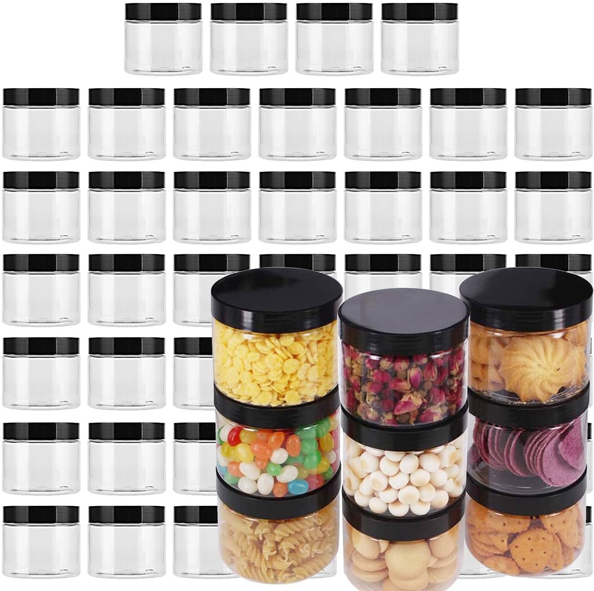 Dailygoods - Dailygoody - Doorzichtige Plastic Potten - 46 stuks 120 ml - Duurzaam en Food-Grade - Wit - Multifunctionele Opslagcontainers - Geschikt voor Ambachte