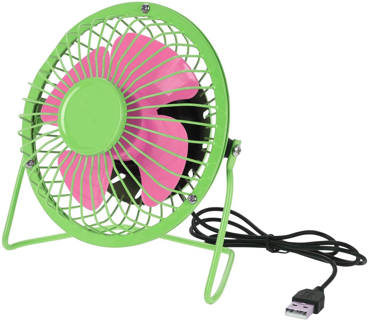 Dailygoods - Dailygoody - USB-ventilator - Mini Retro Fan - Coole retro-look - Groen - Roze - Ventileren - Binnen - Perfect voor slaapkamer en thuiskantoor