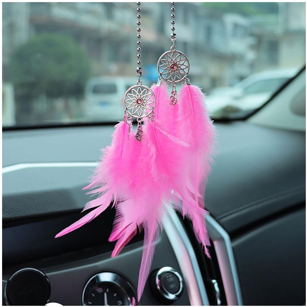 Dailygoods - Dailygoody - Autospiegel hangende accessoires - Schattige dromenvanger - Roze - Interieurdecoratie - Hanger voor vrouwen - Universeel