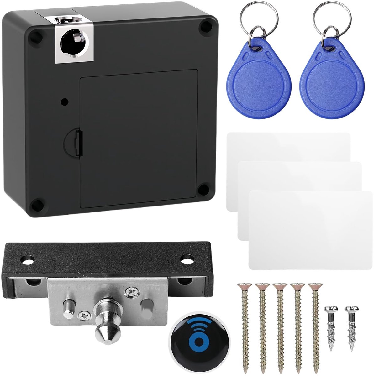 Dailygoods - Dailygoody - Slimme Kastslot: Onzichtbaar NFC Slot met 2 Sleutelhangers en 3 RFID Kaarten in Zwart