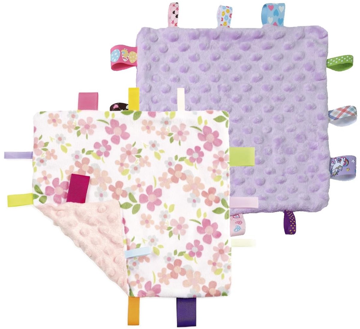 Dailygoods - Dailygoody - Baby veiligheidsdeken - Sensorische deken - Zacht en knuffelig - Wilde bloemen + Paars - Trooster deken voor meisjes - Perfect voor dutte