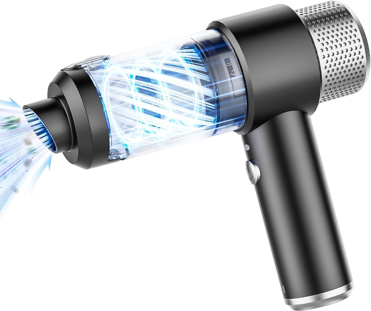 Draadloze handstofzuiger - Krachtige stofverwijdering met 16000 Pa - Draagbaar en lichtgewicht, oplaadbaar via USB, geschikt voor auto's, dierenharen, kantoren, huizen en keukens (zwart)