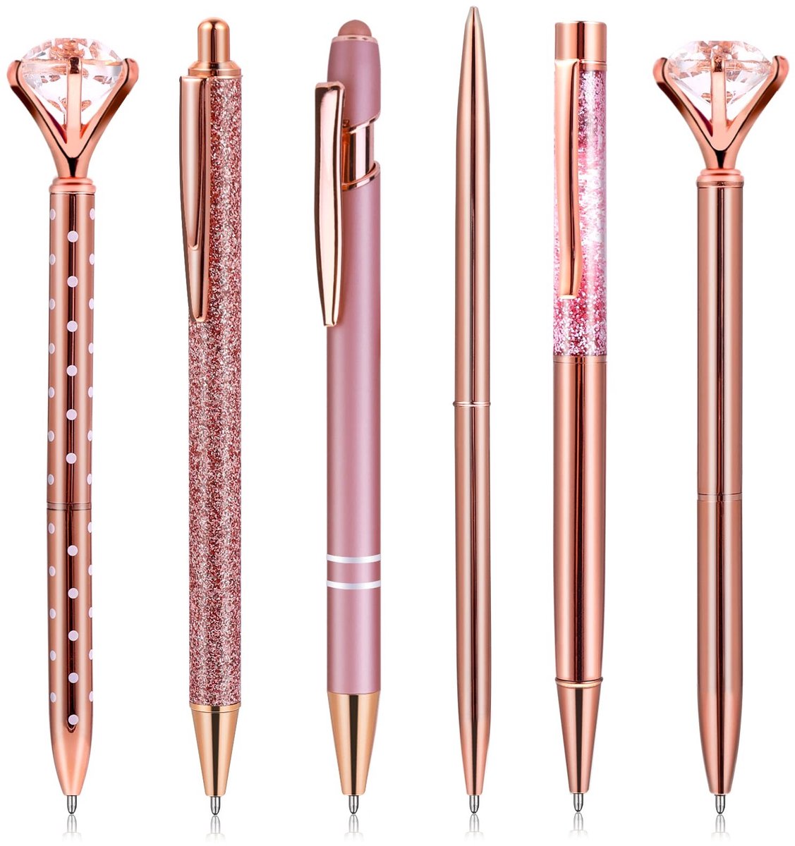 Dailygoods - Set van 6 Roségouden Balpennen voor Kantoor en Thuis