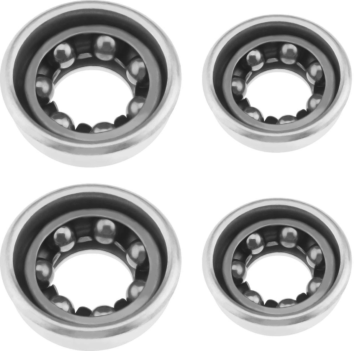Dailygoods - Dailygoody - Fietsnaafbekers - Mountainbike accessoires - Zilver - Voor- en achterasbekers - 4 stuks voor optimale prestaties - Geschikt voor 5/16 en 3/8