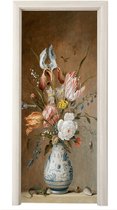 Poster de porte - Fleurs - Art - Vintage - Maîtres anciens - Sticker de porte - Porte Papier peint photo - Décoration de porte - Autocollant autocollant - Salon - 75x205 cm - Salle de bain - Toilettes - Chambre