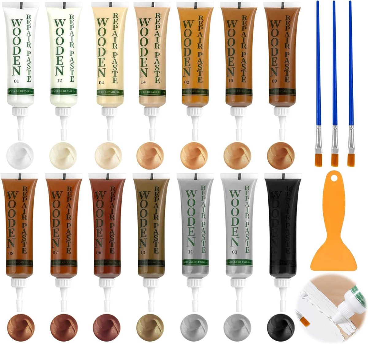 HEZIVO® Laminaat en Parket Reparatieset - Vloeren Repareren - Laminaatvuller - 14 Kleuren