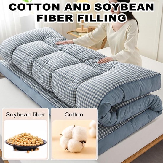 Japanse futonmatras - Vloermatras campingmat - Comfortabel slapen - Opvouwbaar ontwerp - 90 x 200 cm - Kaki van Merkloos — afbeelding 3