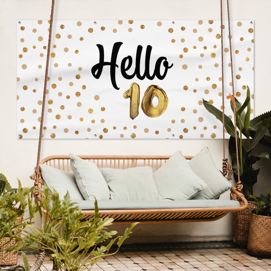Affiche de clôture Jubilee - Or - 10 ans - 200x100 cm - Toile de jardin