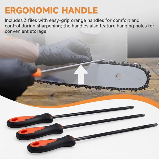 3 Stuks Kettingzaag Vijlen 13/64"- 3/8" Ketting - Geschikt voor Stihl MS311 MS391 MS362 MS441 MS461 MS661 & Husqvarna van Merkloos	 — afbeelding 2
