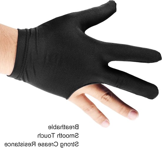 Billiard Handschoenen voor Snooker - 2 Stuks Drievinger Handschoenen van Spandex en Lycra voor Links en Rechts - Zwart van Merkloos — afbeelding 4