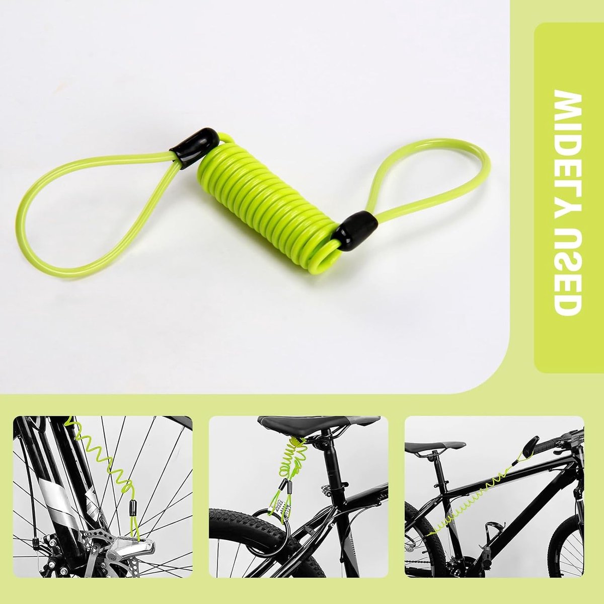 Reminder Kabel voor Remschijf Slot - Veiligheidsveer - Geel voor Motorfietsen, Scooters en Sportfietsen – foto 3