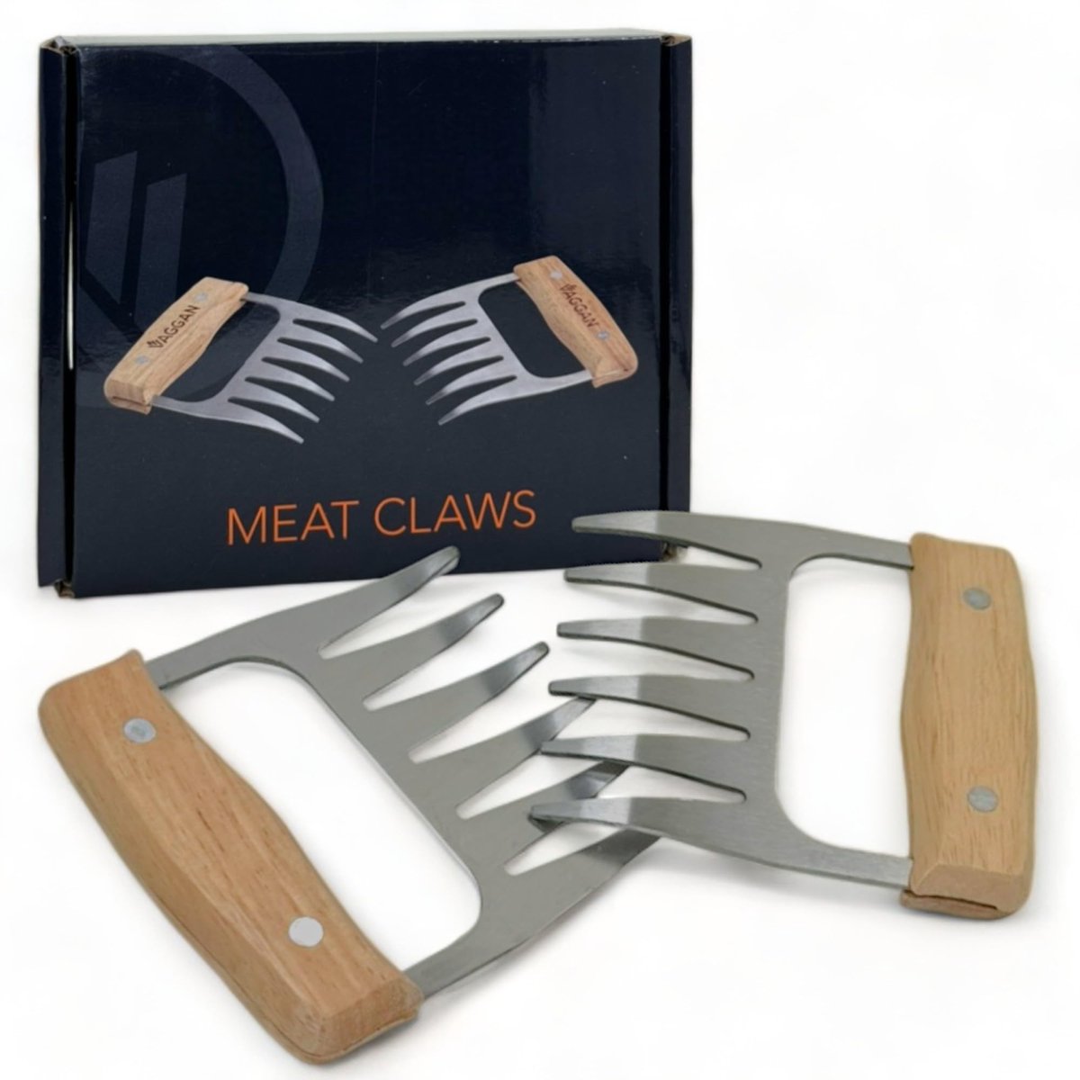 MIJOMA Premium Pulled Pork Claws Set - RVS Vleesgrijpers met Houten Handvat - Ideaal voor BBQ & Grillfeesten