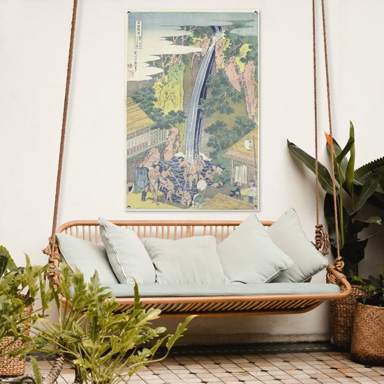 La cascade de Roben à Oyama dans la province de Sagami - Peinture de Katsushika Hokusai Garden poster 80x120 cm - Toile de jardin / Toile d'extérieur / Peintures d'extérieur (décoration de jardin)