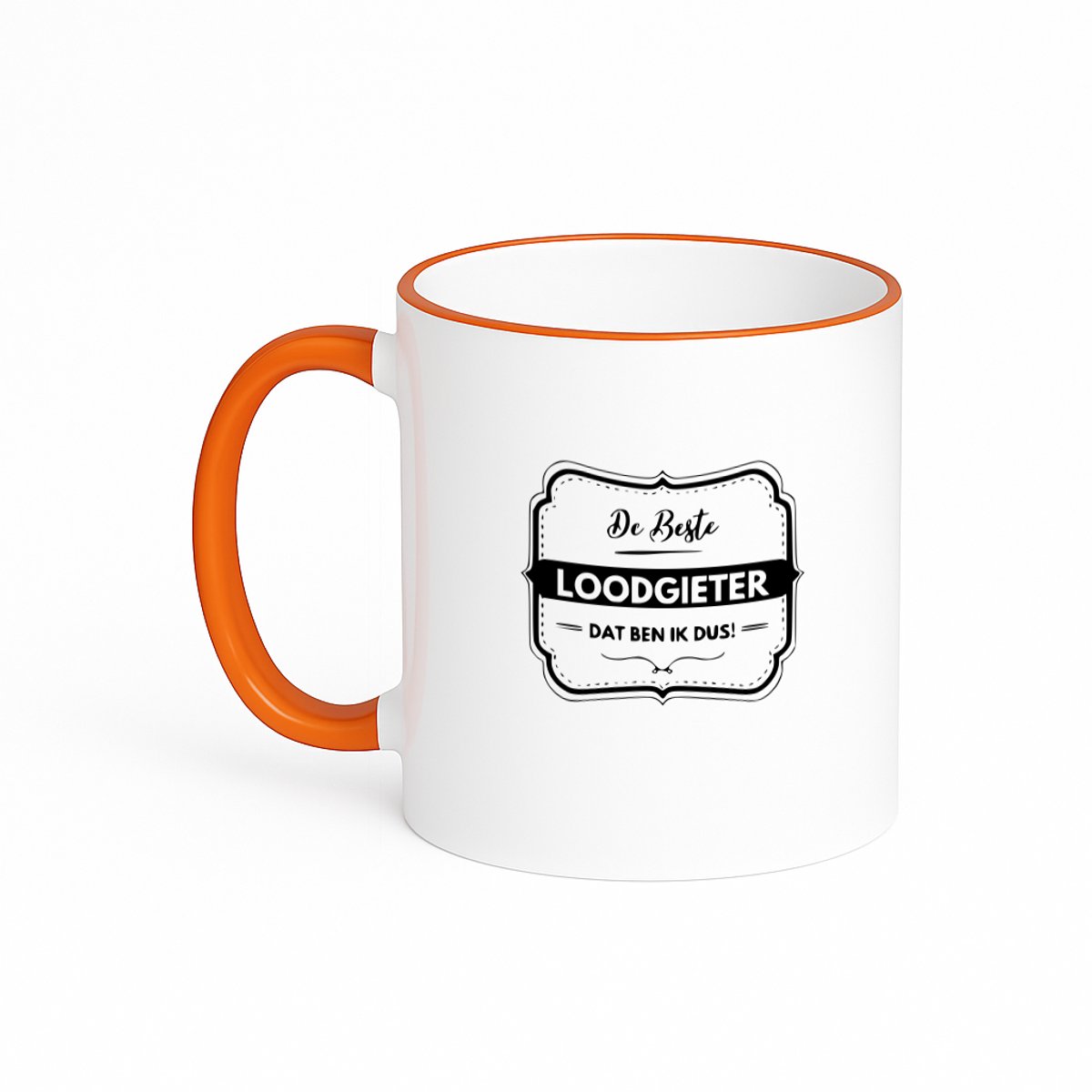 Hacebo® - De beste loodgieter dat ben ik dus koffiebeker met gekleurde rand oranje - Loodgieter - Vrienden familie - thee mok - koffie beker - Collega - Cadeau - koffiemok - 330 ML