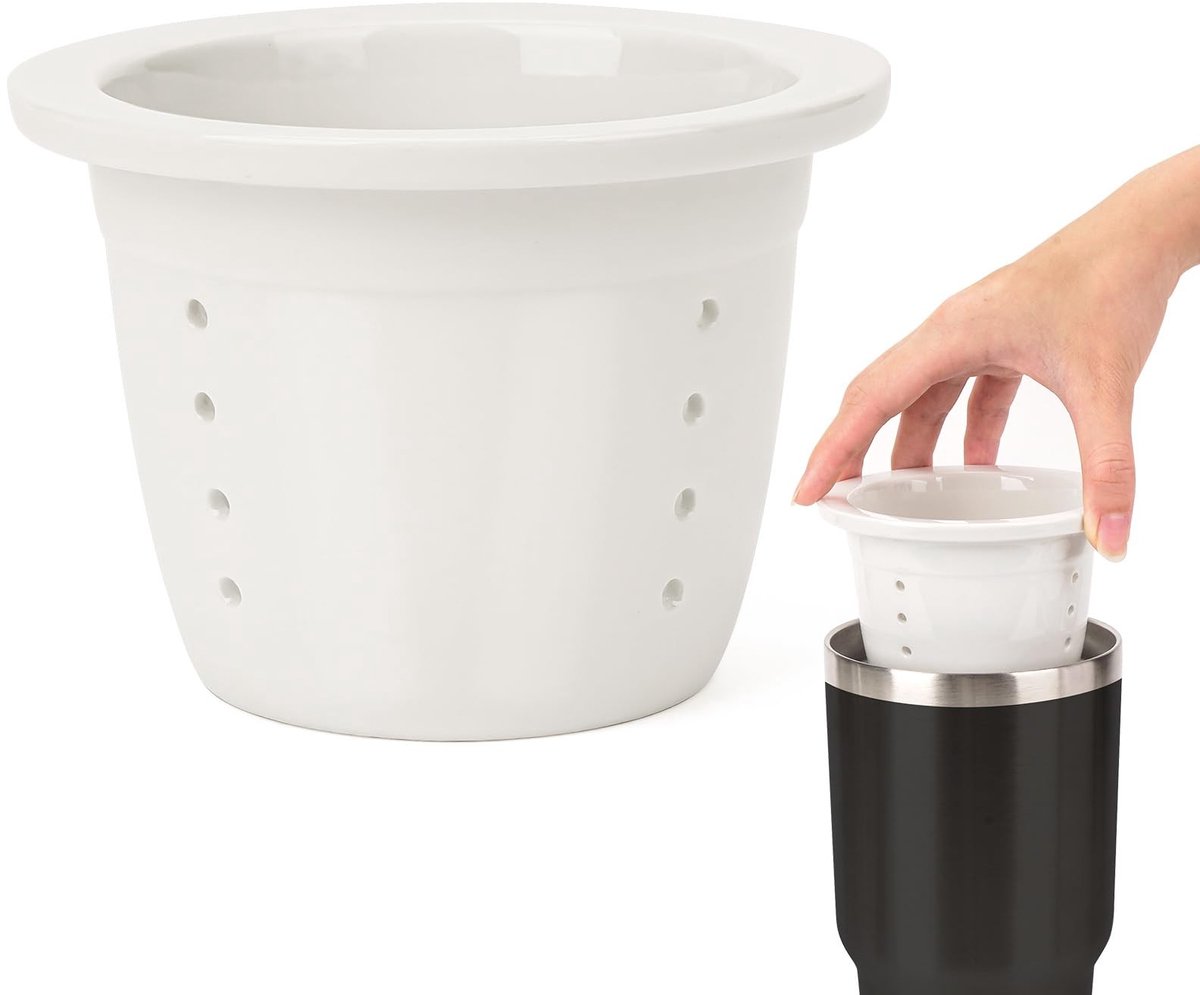 Store_9 - Keramiek thee-ei - Theezeef voor losse thee - Vaatwasserbestendig - Wit - Geschikt voor Tumbler 30 oz - Ideaal voor theeliefhebbers