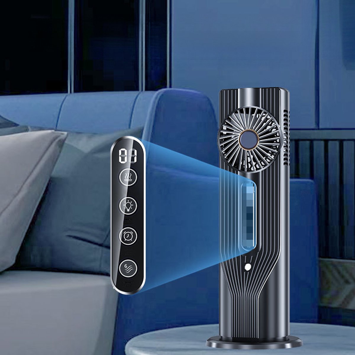 Draagbare airconditioning, 6 snelheidsinstellingen, persoonlijke koelventilator, met 6-uurs timer, 3-in-1 luchtkoeler, geschikt voor kamers, kantoren en kamperen, zwart – foto 3