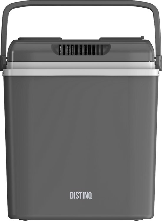 DistinQ Elektrische Koelbox voor Auto en Camping – Koelbox Elektrisch met Verwarmingsfunctie - USB C 12v 230 Volt – 25L - Grijs