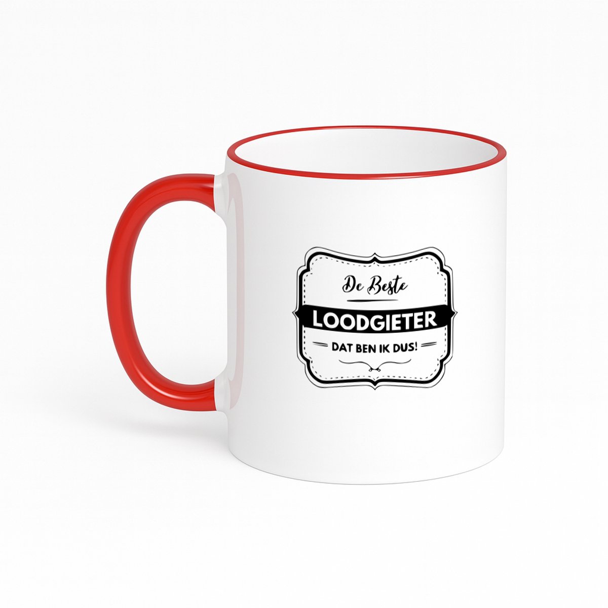 Hacebo® - De beste loodgieter dat ben ik dus koffiebeker met gekleurde rand rood - Loodgieter - Vrienden familie - thee mok - koffie beker - Collega - Cadeau - koffiemok - 330 ML