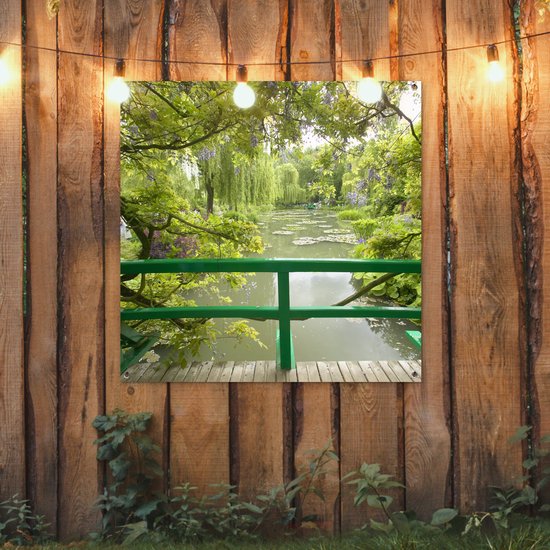 Toile jardin Vue sur l'eau depuis le pont japonais dans le jardin de Monet à Giverny - 100x100 cm