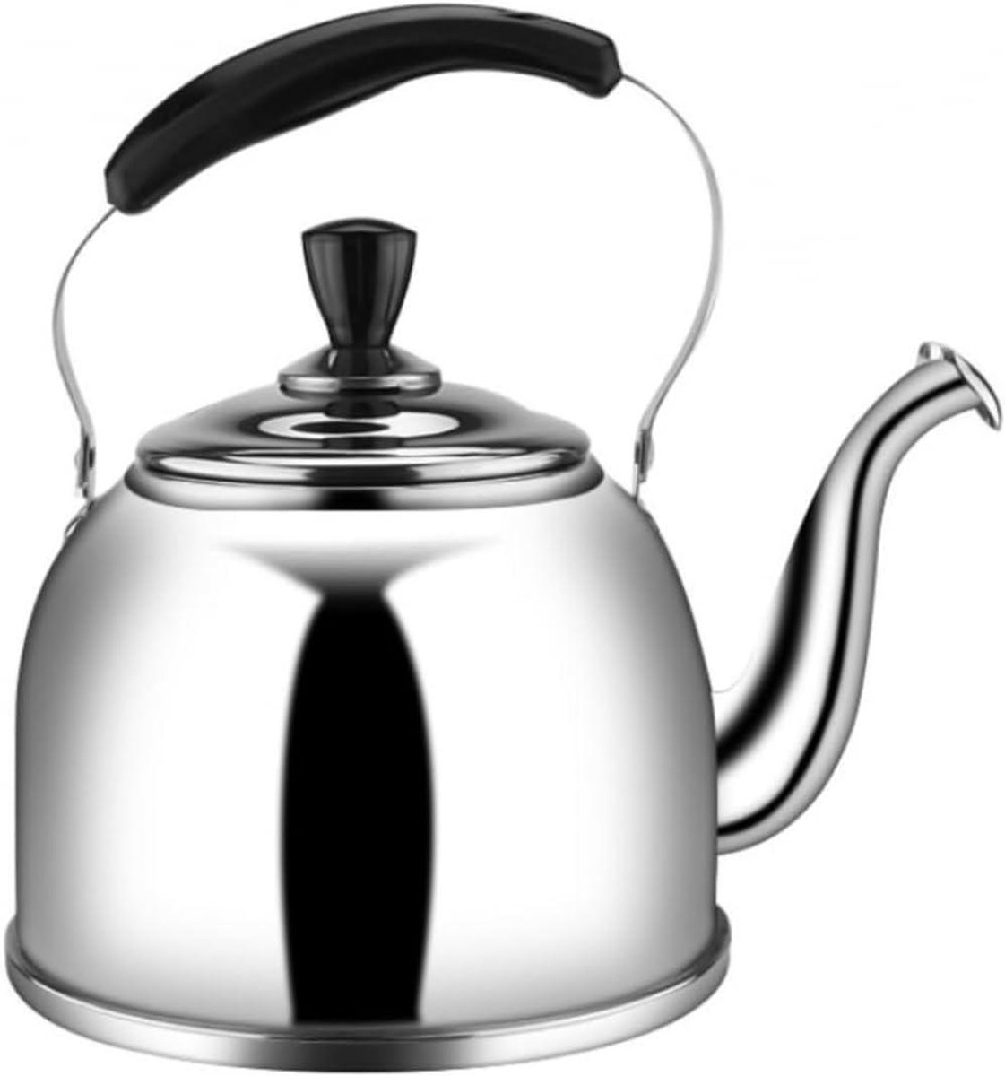 Fluitketel Roestvrij Staal - Waterkoker Theepot - Water Koken - Verdikte Bodem - 4L - Zilver