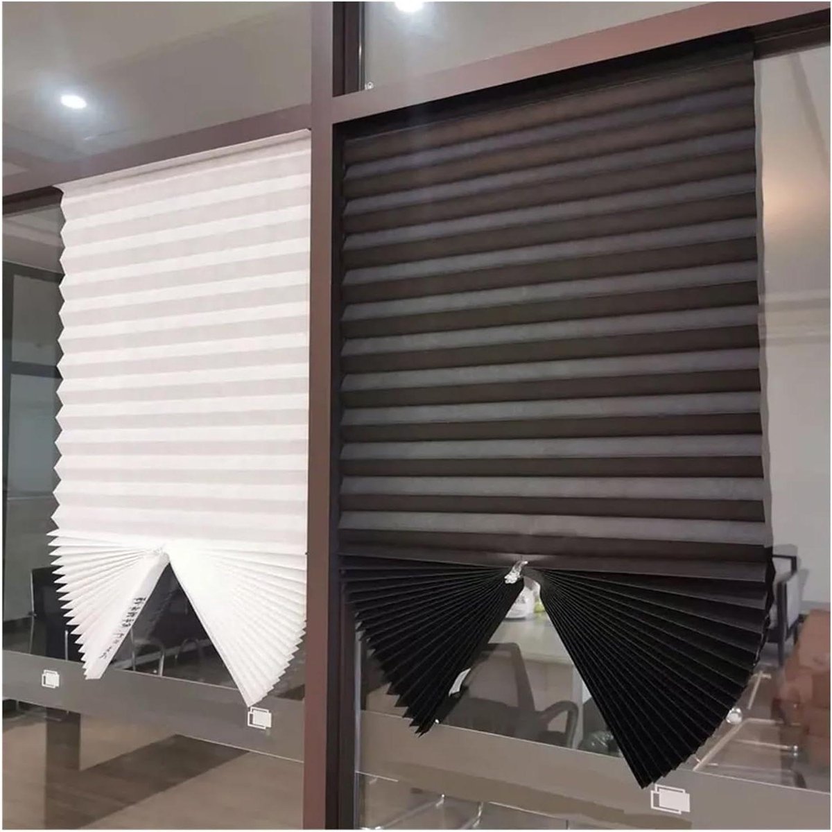 Plisségordijn Zonder Boren - Zelfklevend Raambekleding - Privacy Creëren - Eenvoudig Bevestigen - 90 x 150 cm - Kleur-02