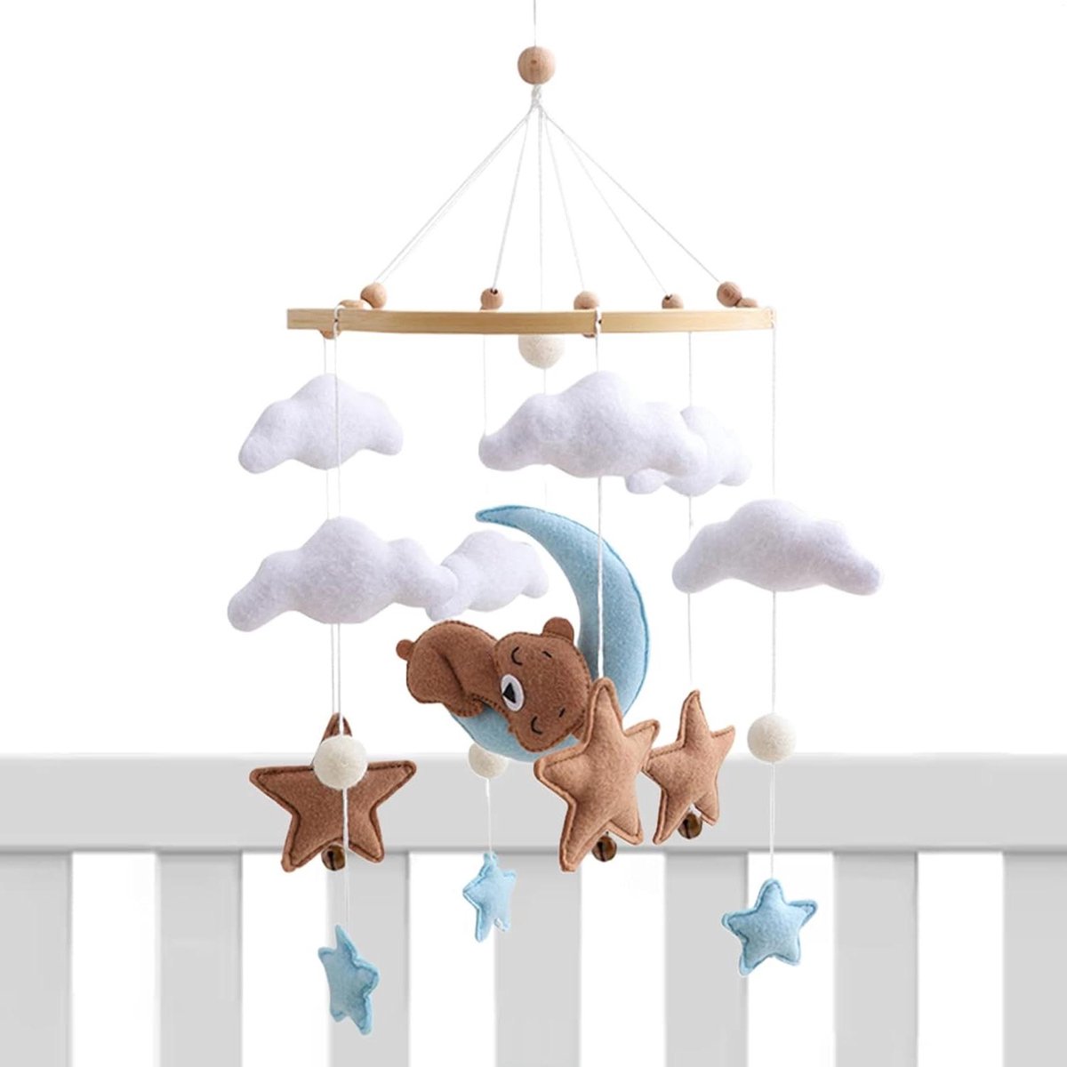Baby Mobiel - Wieg Mobiel - Babykamer Decoratie - Zacht Vilt Design - 45 x 23 cm - Grijs