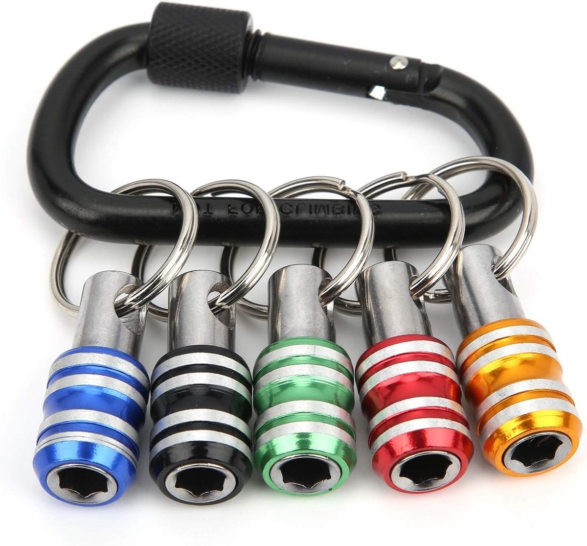 Set van 5 Sleutelhanger Schroevendraaiers met Bit Houder - Aluminium Handgereedschap voor Snelle Toegang en Gemakkelijk Gebruik