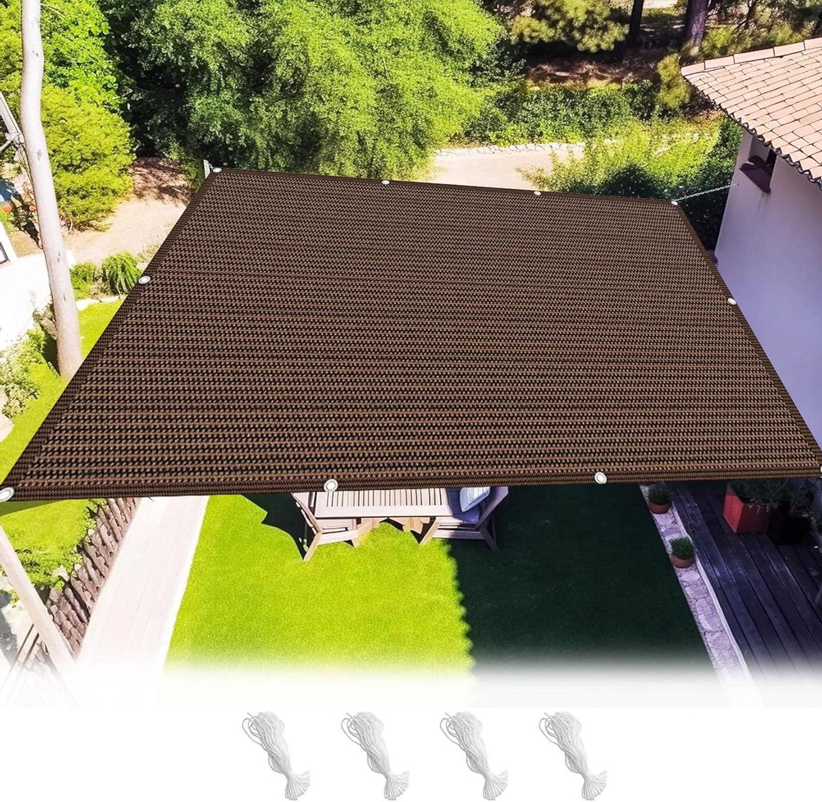 Schaduwdoek Rechthoekig - Zonnedoek Terras - Buitenruimte Schaduw - 95% UV Bescherming - 9