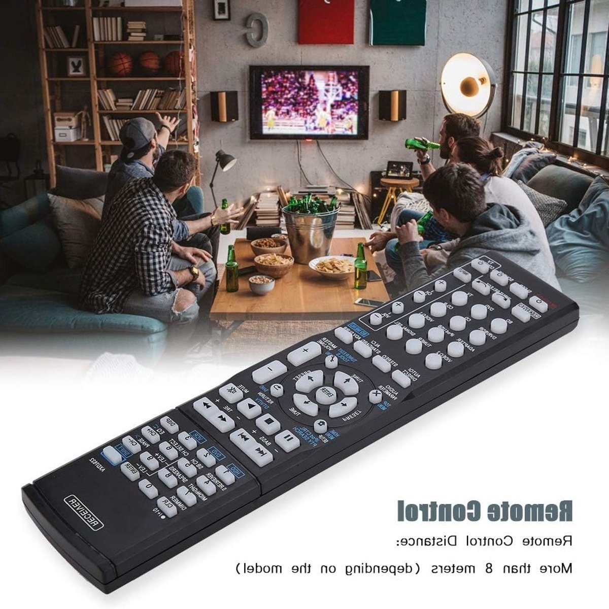 Vervangende afstandsbediening voor universele AV-receiver, geschikt voor HTP-071, VSX-321, VSX-42 en meer modellen, met gebruiksvriendelijke functies en lange afstandsbediening.