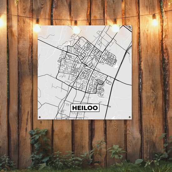 Tissu de jardin Plan de la ville - Heiloo - Grijs - Wit - 100x100 cm - Carte