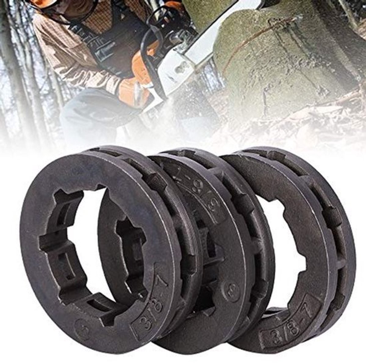 Cosiki 3 Stuks Hoge Kwaliteit 3/8in 7T Legering Tandwiel Vervanging Voor Kettingzaag 030-066 MS361-MS660 Voor Tuin Apparatuur Accessoires