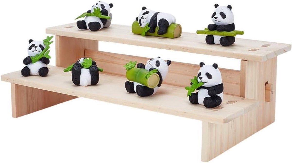 2-Tier Houten Display Riser Plank voor Tafel, Geschikt voor Voedsel, Cosmetica en Verzamelobjecten, Blanched Almond, 29.7x15.7x9.5cm