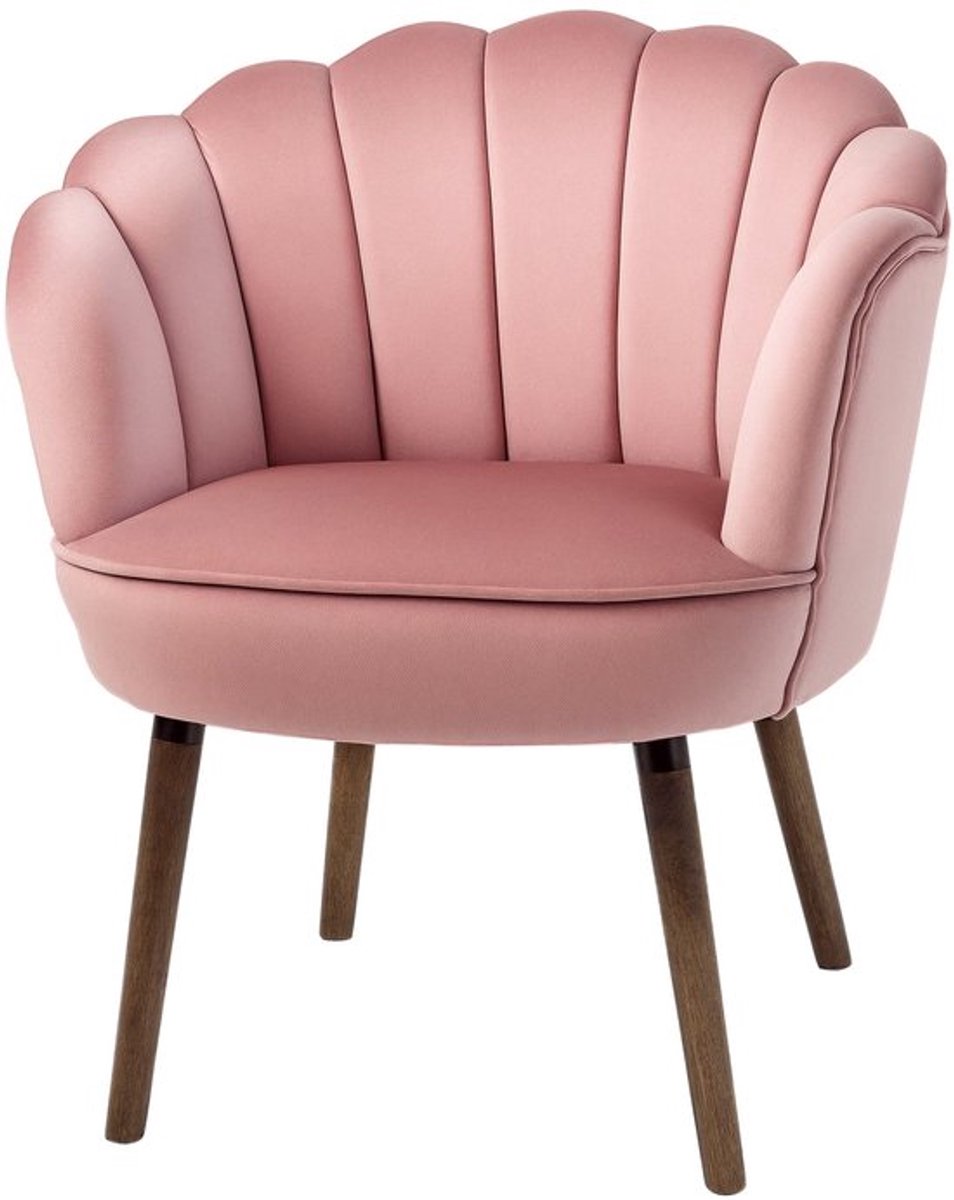Fauteuil – Loungestoel – Relaxstoel – Leunstoel – Schelpvormige Lounge Chair – Roze Velvet